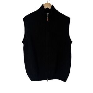Gran Sasso Mens Black Lana Wool Cashmere Full Zip Sweater Vest XLMade in Italy